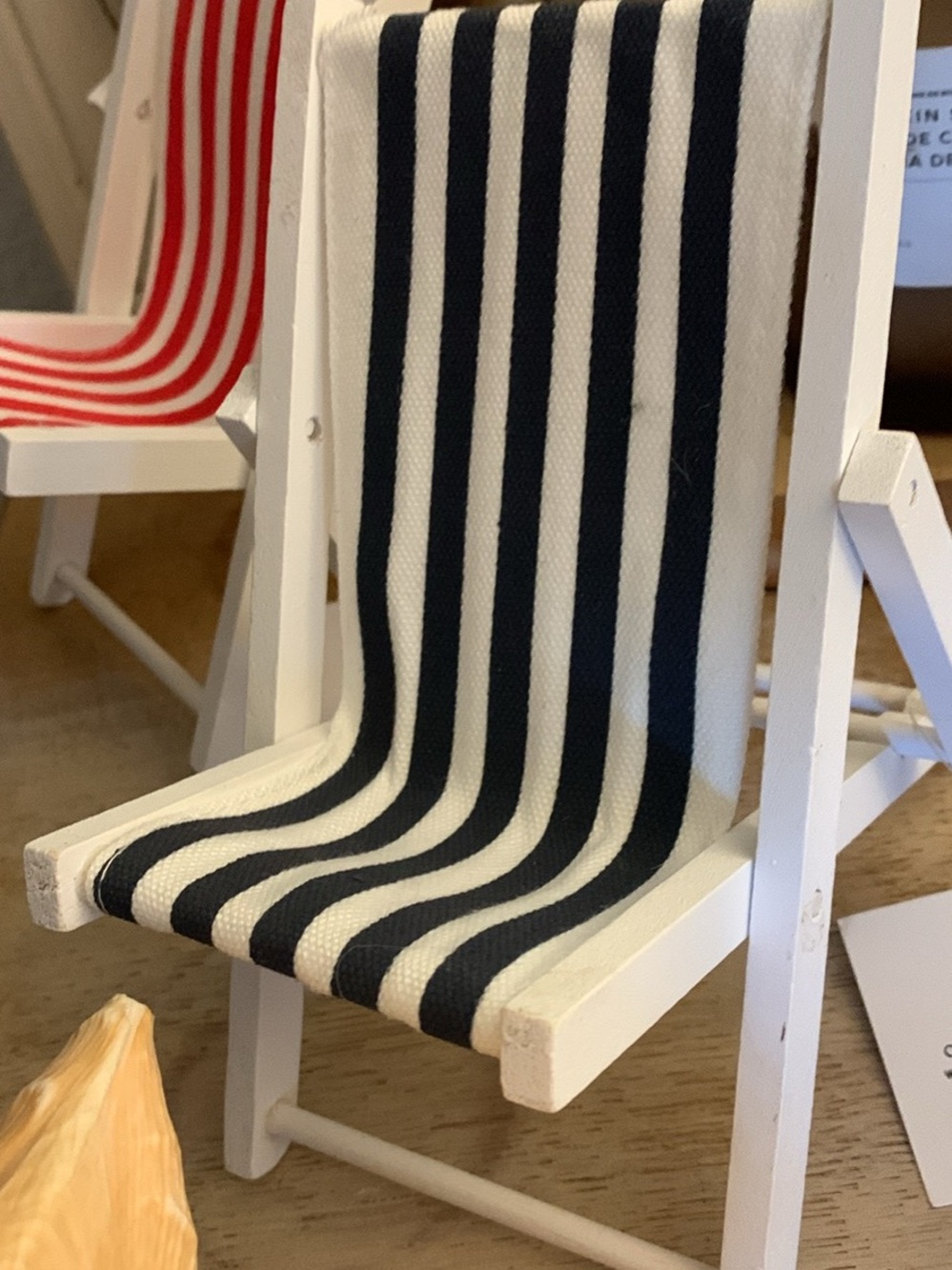 Mini Striped Navy and White Deck Chair Accent - Home Accents